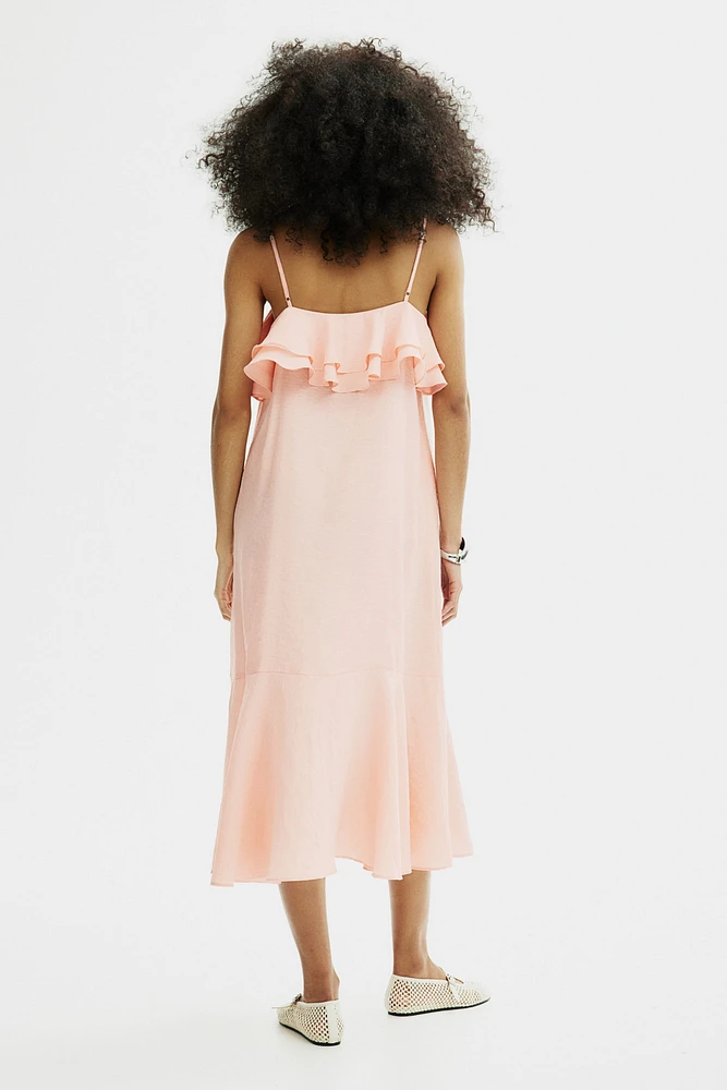 Slip Dress with Flounces at Top