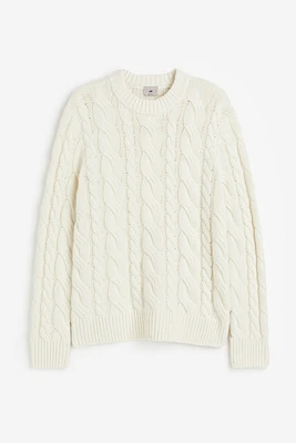 Regular Fit Wool-blend Cable-knit Sweater