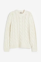 Regular Fit Wool-blend Cable-knit Sweater