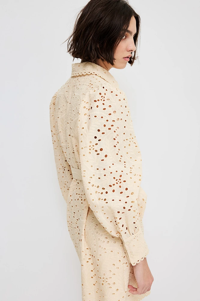 Eyelet Embroidered Shirt Dress