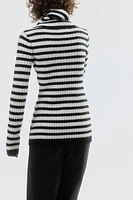 Rib-Knit Wool Turtleneck Sweater