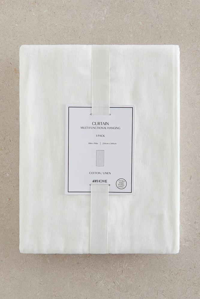One-pack Long and Wide Linen-Blend Curtain Panel