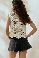 Frayed-Edge Denim Shorts