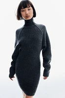 Rib-Knit Mock Turtleneck Dress