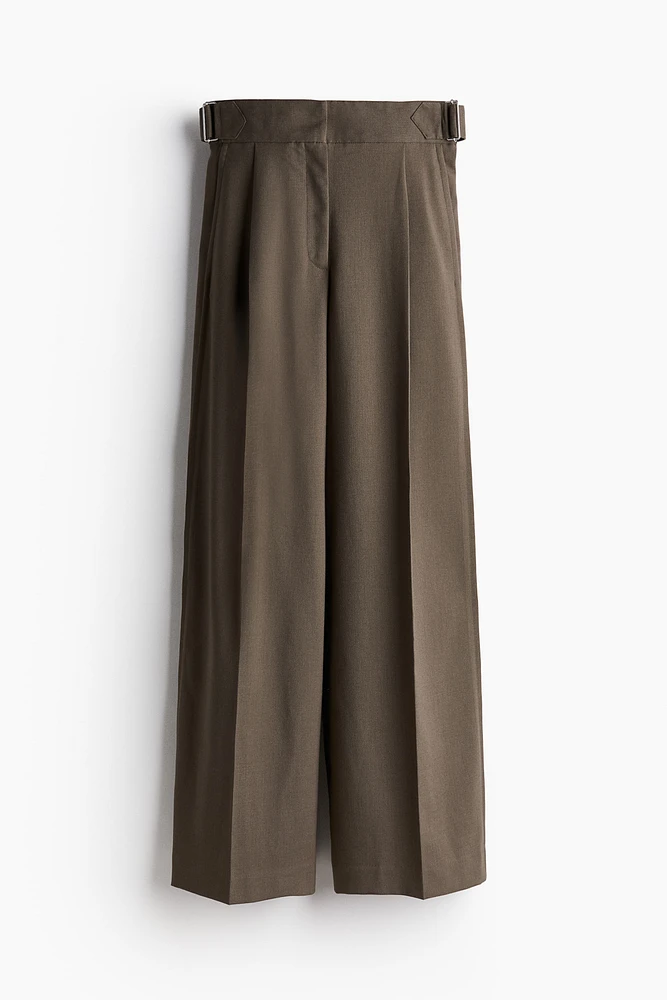 Wide-Leg Twill Pants