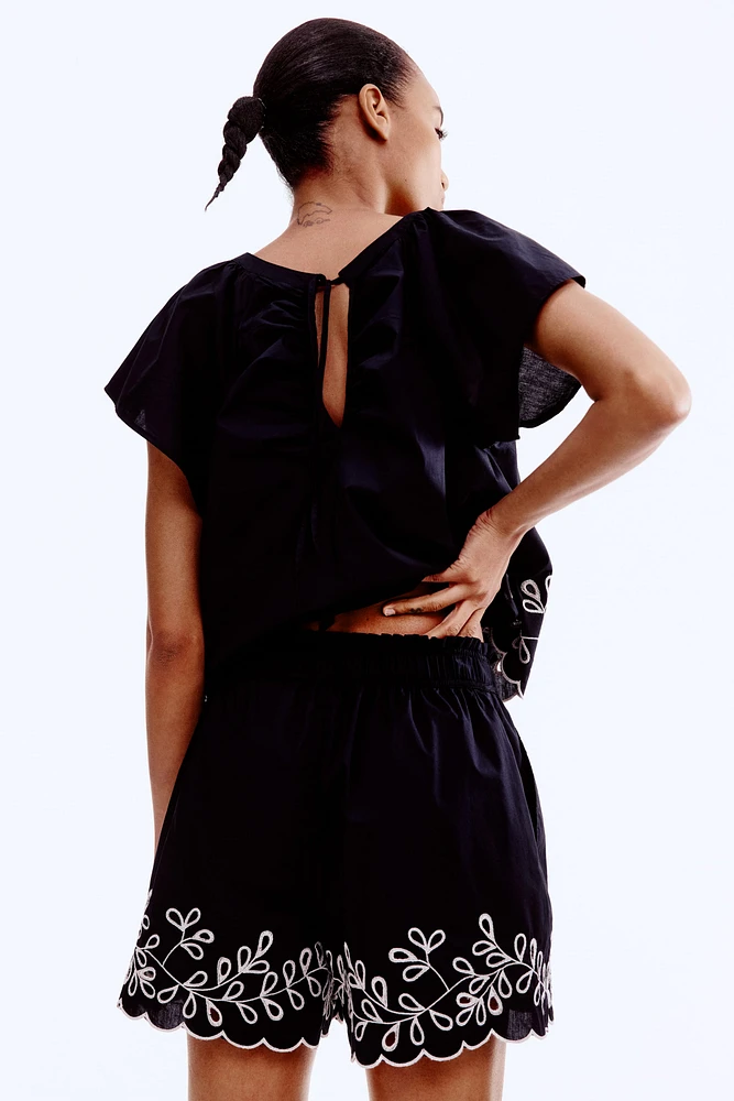 Embroidered Cotton Shorts