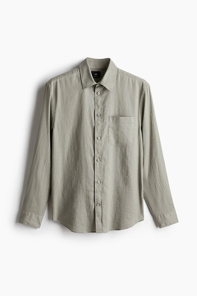 Regular-Fit Linen-Blend Shirt