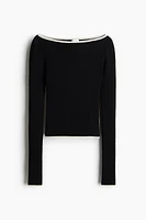 Rib-knit Boat-neck Top