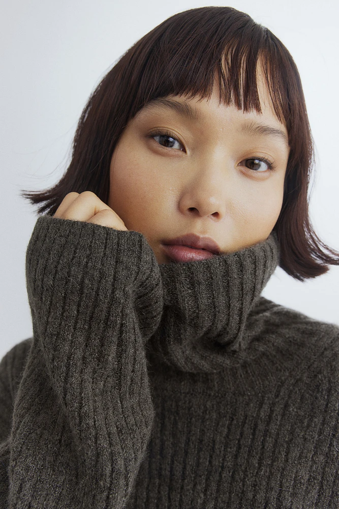 MAMA Rib-Knit Turtleneck Sweater