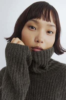 MAMA Rib-Knit Turtleneck Sweater