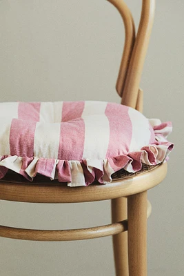 Ruffle-Trimmed Cotton Seat Cushion