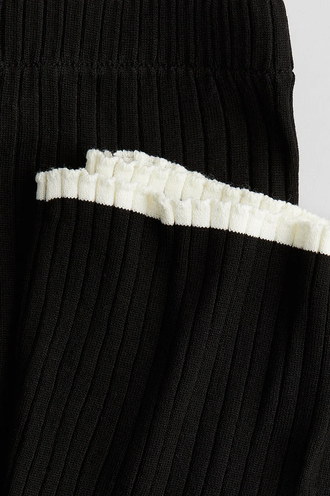 Flared Rib-Knit Pants