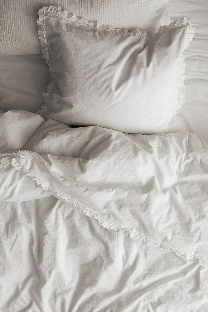 Ruffle-trimmed Twin Duvet Cover Set