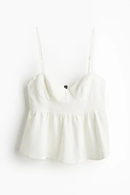 Linen-blend Bustier Top