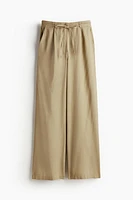 Linen-blend Tie-belt Pants