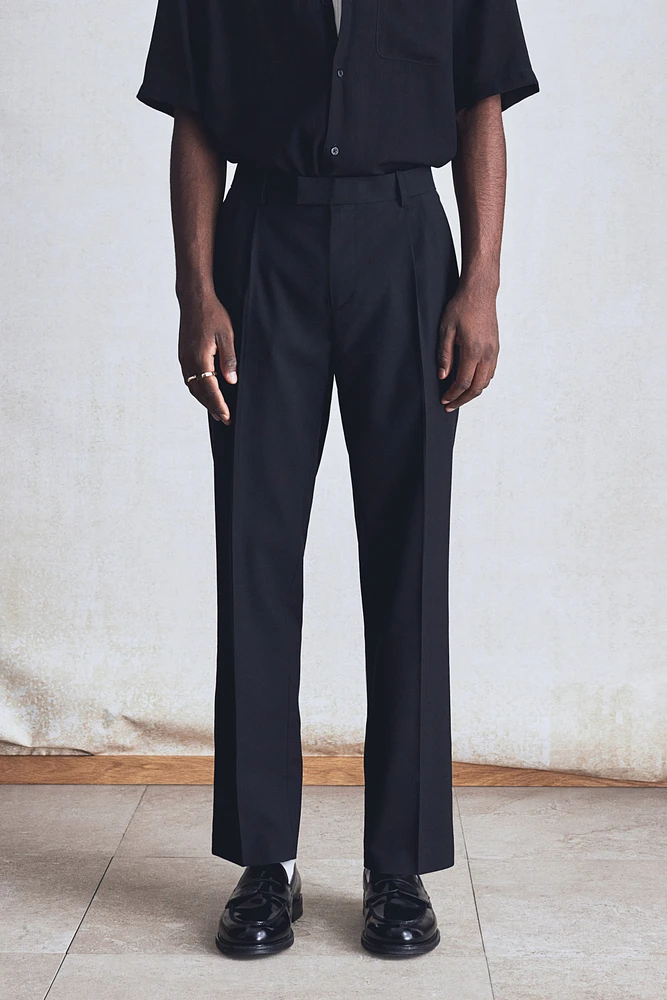 Regular-Fit Tailored Linen-Blend Pants