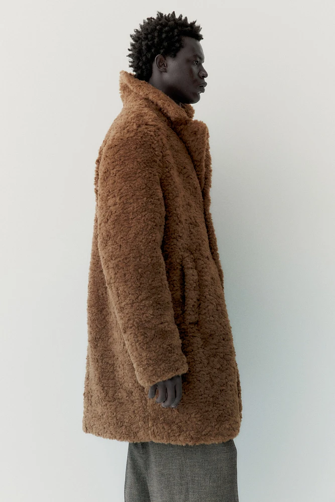 Single-Breasted Teddy Fleece Coat