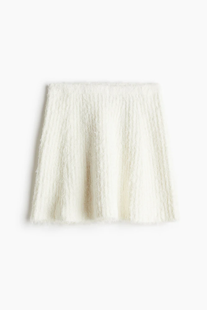 Flared Fluffy-Knit Skirt