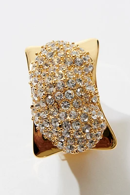 Chunky Rhinestone-Embellished Ring