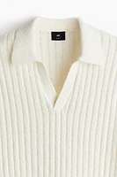 Loose Fit Rib-Knit Polo Shirt