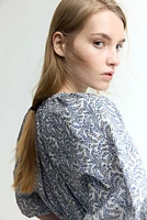 Balloon-sleeved poplin blouse