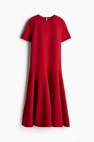 Flared-Skirt Twill Dress