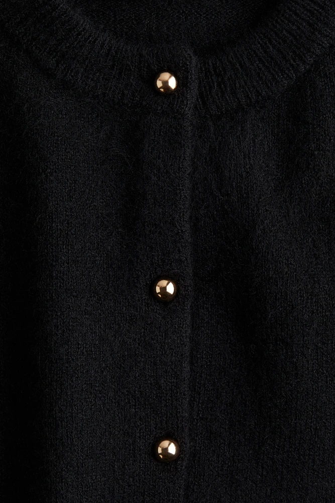 Short-Sleeved Fine-Knit Cardigan