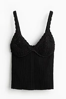 Crochet-look Knit Camisole Top