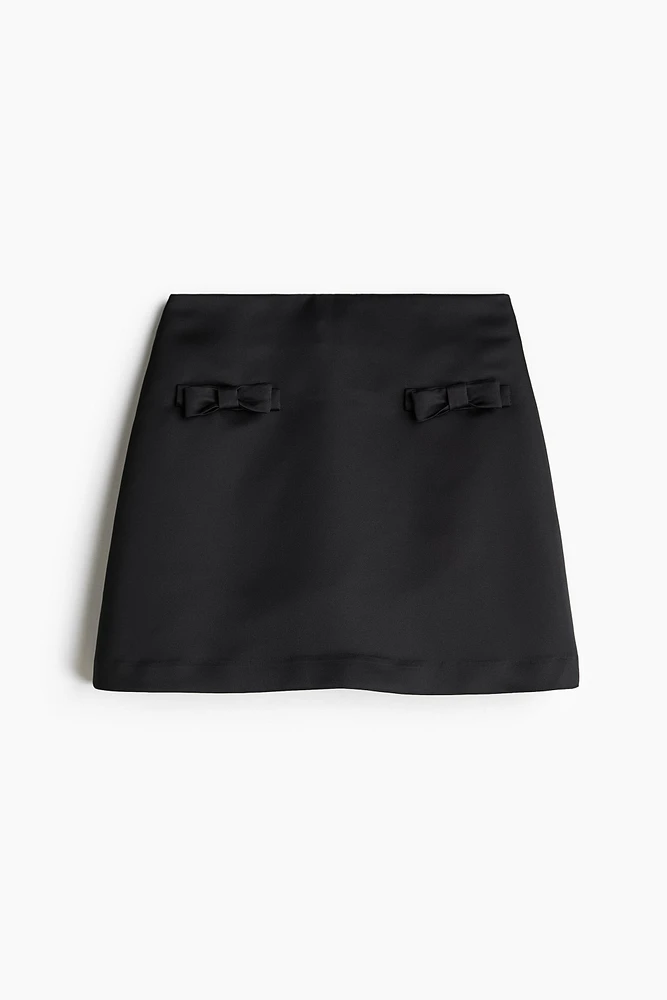 Bow-Detail Satin Mini Skirt