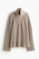 Rib-knit Half-zip Sweater