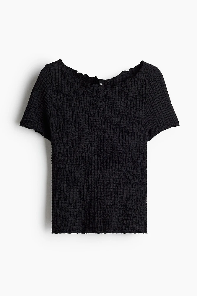 Textured T-shirt with Overlocked Trim