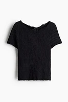 Textured T-shirt with Overlocked Trim