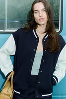 Motif-Detail Baseball Jacket