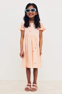 Flutter-Sleeved Cotton Dress