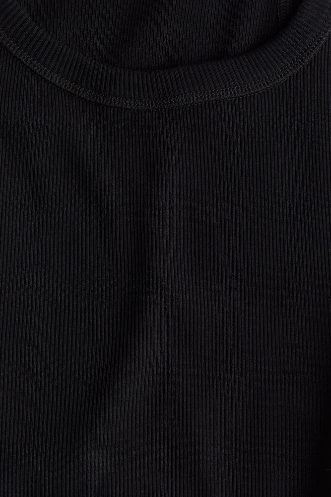 Silk-Blend Ribbed Thong Bodysuit