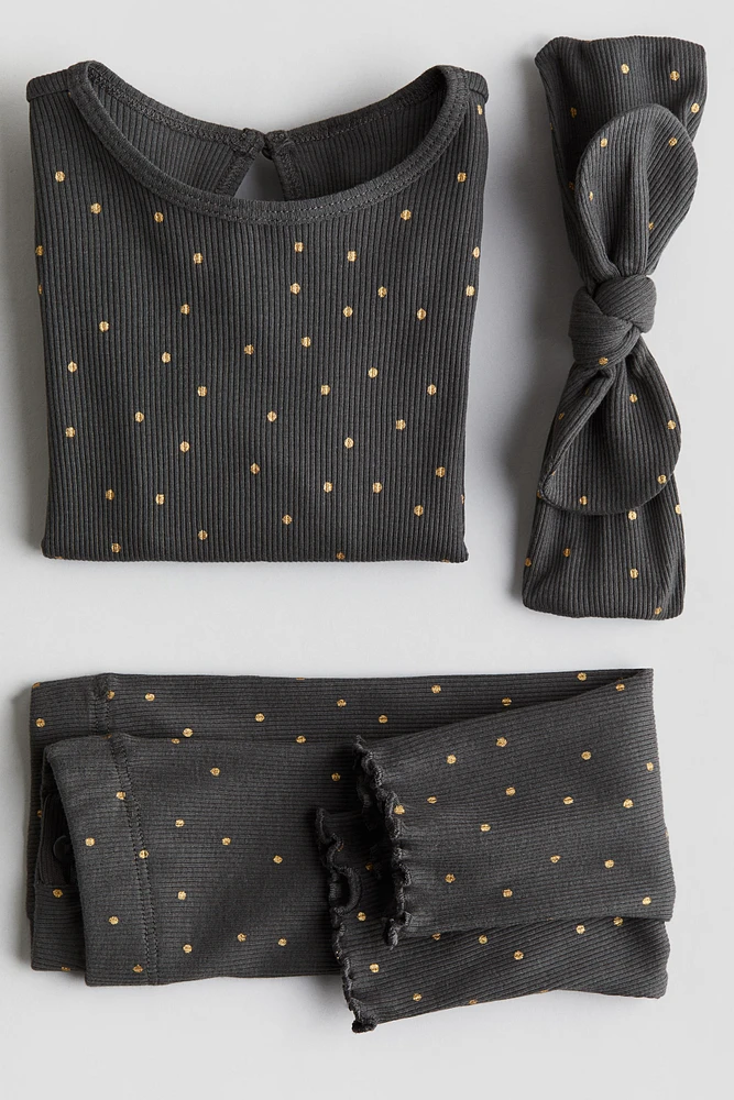 3-piece Ribbed Cotton Set