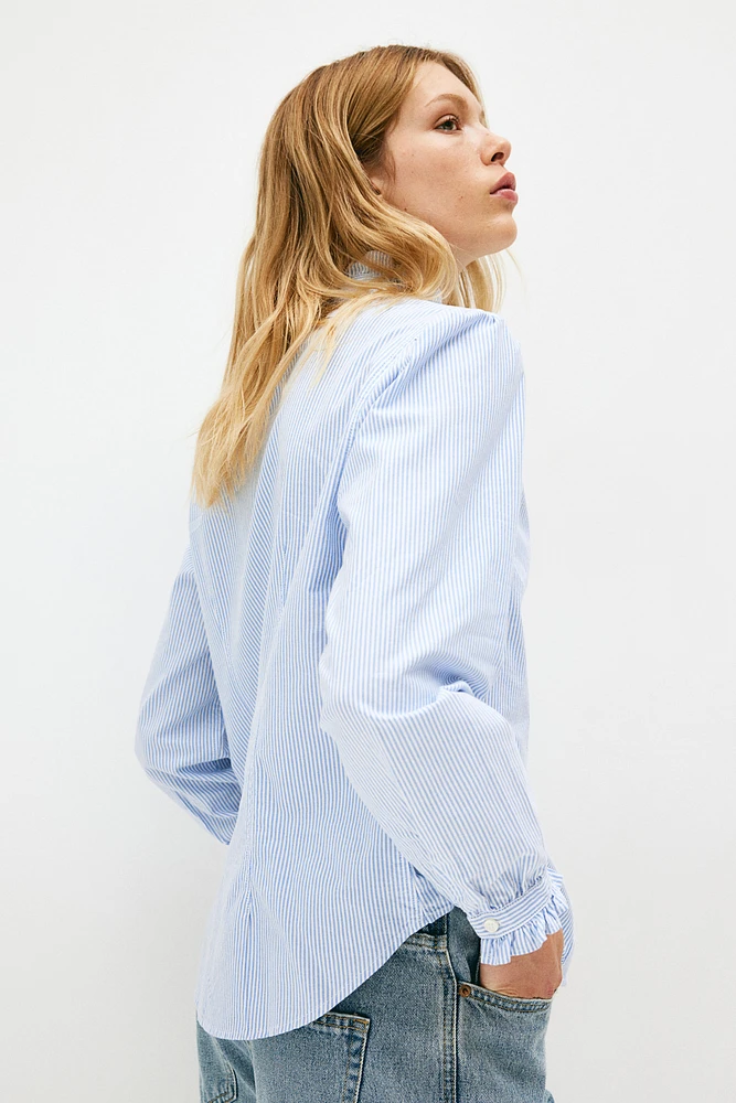 Ruffle-trimmed Oxford Blouse