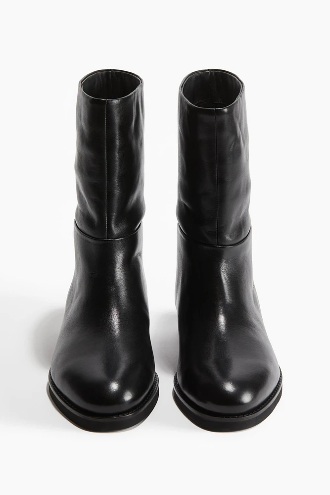 Calf-High Leather Boots