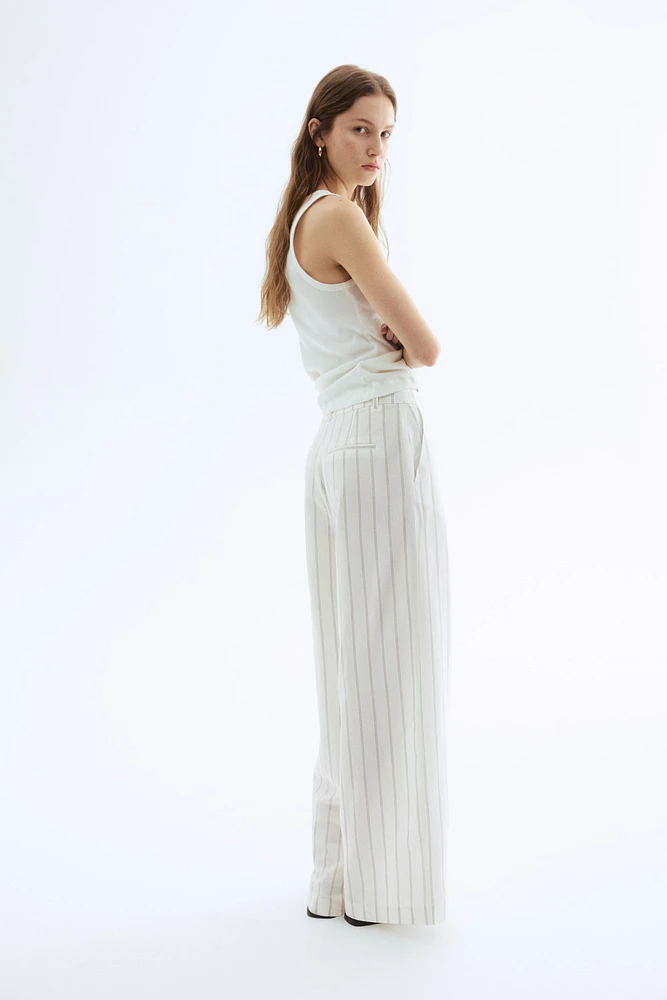 Wide-Leg Linen-Blend Pants