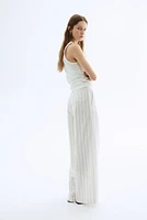 Wide-Leg Linen-Blend Pants