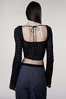 Pointelle-knit Corset-style Top