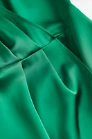 Satin Wrap-front Dress
