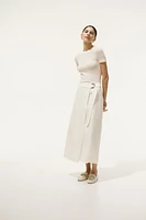 Linen-Blend Wrap Skirt