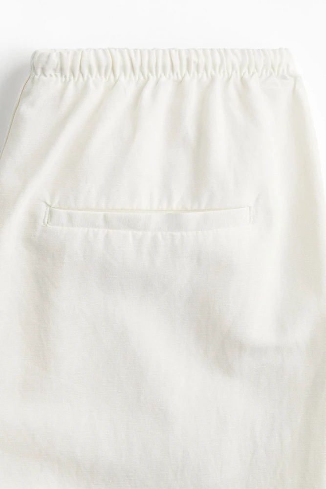 Straight linen-blend trousers