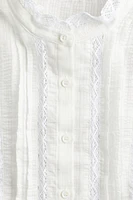 Ruffle-Trimmed Lace-Inset Blouse