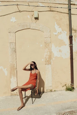Crochet-Look Sleeveless Dress