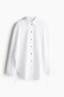 Tie-Detail Linen-Blend Shirt