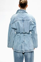 Tie-Belt Denim Jacket