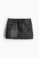 Denim Cargo Mini Skirt