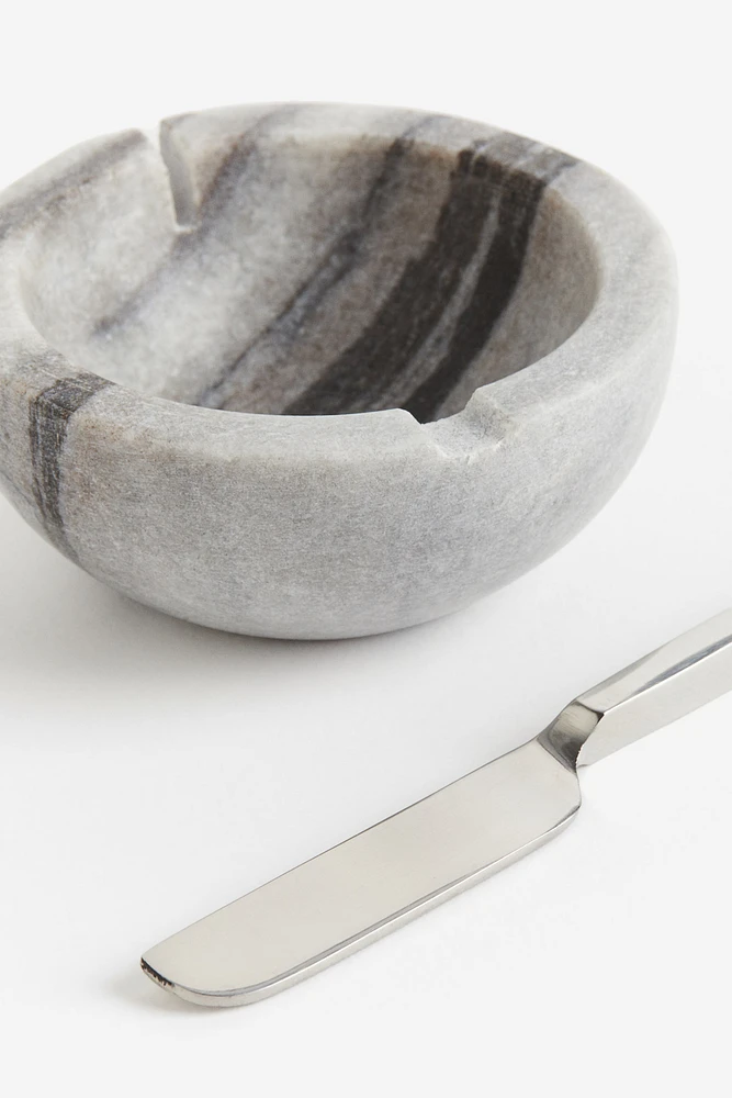 Marble Butter Bowl and Knife